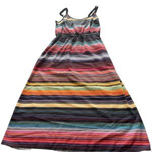 Athleta Striped Long Dress With Drawstring Waist Size XS